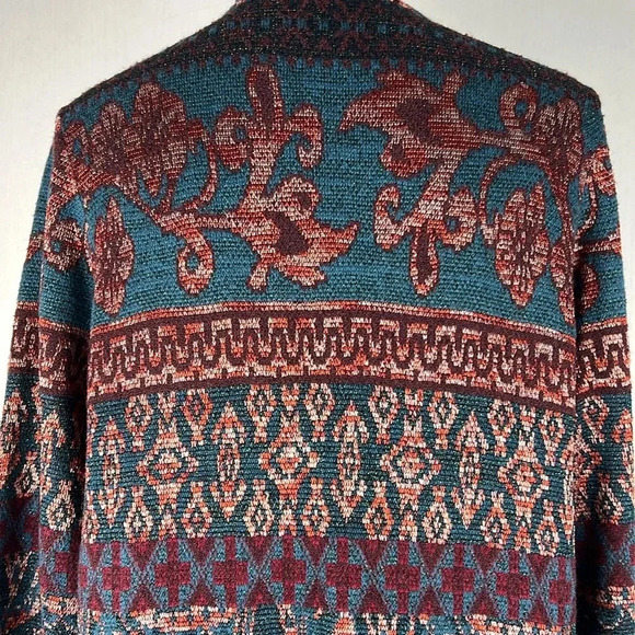 Chico’s Tapestry Regal Jacquard Open Front Cardigan Sweater LS Multi 2/L NWT - Picture 8 of 14